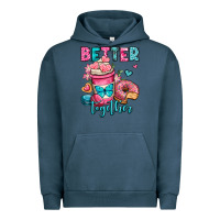 Pigment Midnight Navy better together donut and coffee valentines day Urban Hoodie - OliviaCreatesArt