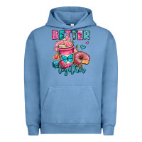 Pigment Pebble Blue better together donut and coffee valentines day Urban Hoodie - OliviaCreatesArt