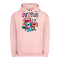 Pigment Salmon better together donut and coffee valentines day Urban Hoodie - OliviaCreatesArt