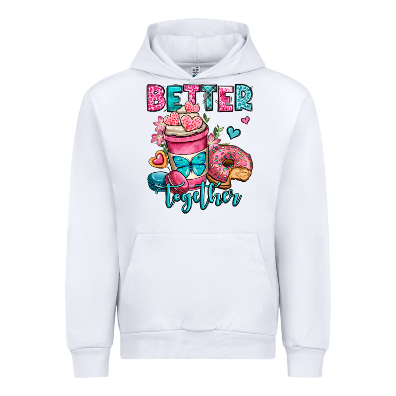Better Together Donut And Coffee Valentines Day Urban Hoodie by OliviaCreatesArt | Teevron