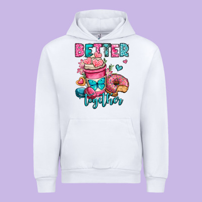 Better Together Donut And Coffee Valentines Day Urban Hoodie Designed By Oliviacreatesart