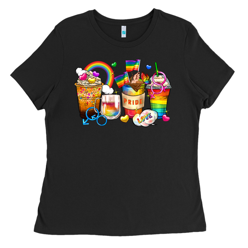 Pride Coffee Cups Ladies Tee by Zillion Design Studio | Teevron