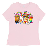 Bubblegum Pink pride coffee cups Ladies Tee - Zillion Design Studio