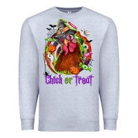 Heather Grey Chick or treat Halloween Premium Sweatshirt - NancyCooperArtShop