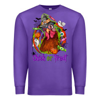 Purple Chick or treat Halloween Premium Sweatshirt - NancyCooperArtShop