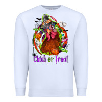 White Chick or treat Halloween Premium Sweatshirt - NancyCooperArtShop