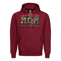 Burgundy mom the heart of the family Zipper Hoodie - Artiststas