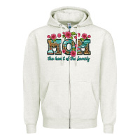 Oatmeal Heather mom the heart of the family Zipper Hoodie - Artiststas