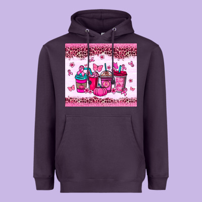 Breast Cancer Coffee Cups Heavyweight Hoodie Designed By Nancycooperartshop