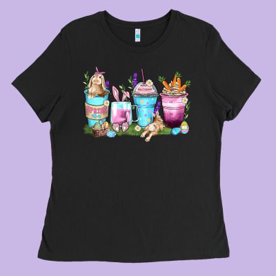 Rabbit Coffee Cups Ladies Tee Designed By Zillion Design Studio