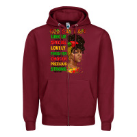 Burgundy god say i am juneteenth afro girl Zipper Hoodie - Artiststas
