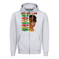 Heather Grey god say i am juneteenth afro girl Zipper Hoodie - Artiststas