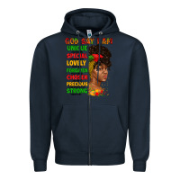Navy god say i am juneteenth afro girl Zipper Hoodie - Artiststas