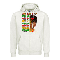 Oatmeal Heather god say i am juneteenth afro girl Zipper Hoodie - Artiststas