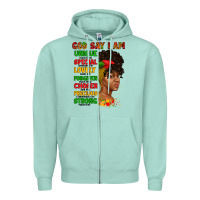 Seafoam god say i am juneteenth afro girl Zipper Hoodie - Artiststas