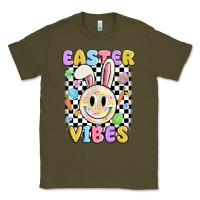 Army Green easter vibes smiley face Classic Tee - MaliasSmallBusiness