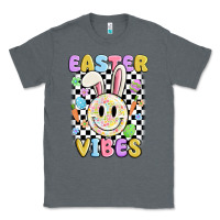 Charcoal Heather easter vibes smiley face Classic Tee - MaliasSmallBusiness