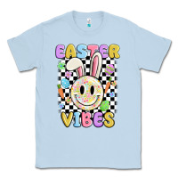Dusty Blue easter vibes smiley face Classic Tee - MaliasSmallBusiness