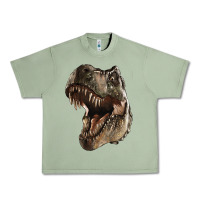 Oil Green Tyrannosaurus T Rex Face Urban Heavy Tee - LillyAllenDesigns