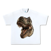 White Tyrannosaurus T Rex Face Urban Heavy Tee - LillyAllenDesigns