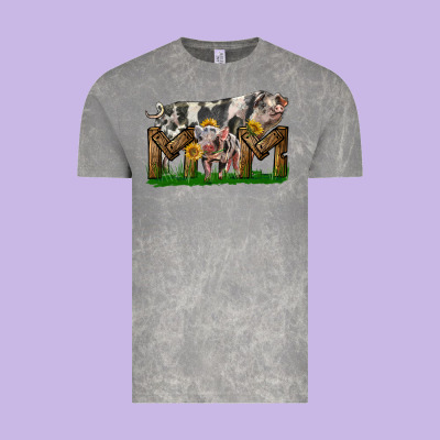 Western Mom With Spotted Pig And Baby Pig Vintage Tee Designed By Lillyallendesigns