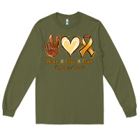 Army Green Peace love cure Appendix Cancer Long Sleeve Tee - NancyCooperArtShop