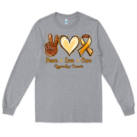 Heather Grey Peace love cure Appendix Cancer Long Sleeve Tee - NancyCooperArtShop