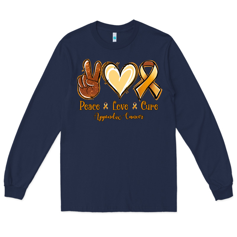 Peace Love Cure Appendix Cancer Long Sleeve Tee by NancyCooperArtShop | Teevron