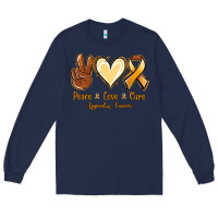 Navy Peace love cure Appendix Cancer Long Sleeve Tee - NancyCooperArtShop