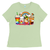 Matcha rainbow coffee cups Ladies Tee - Zillion Design Studio
