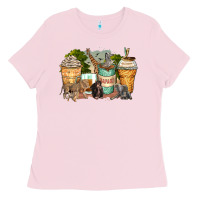 Safari Animals Coffee Cups Ladies Tee | Teevron