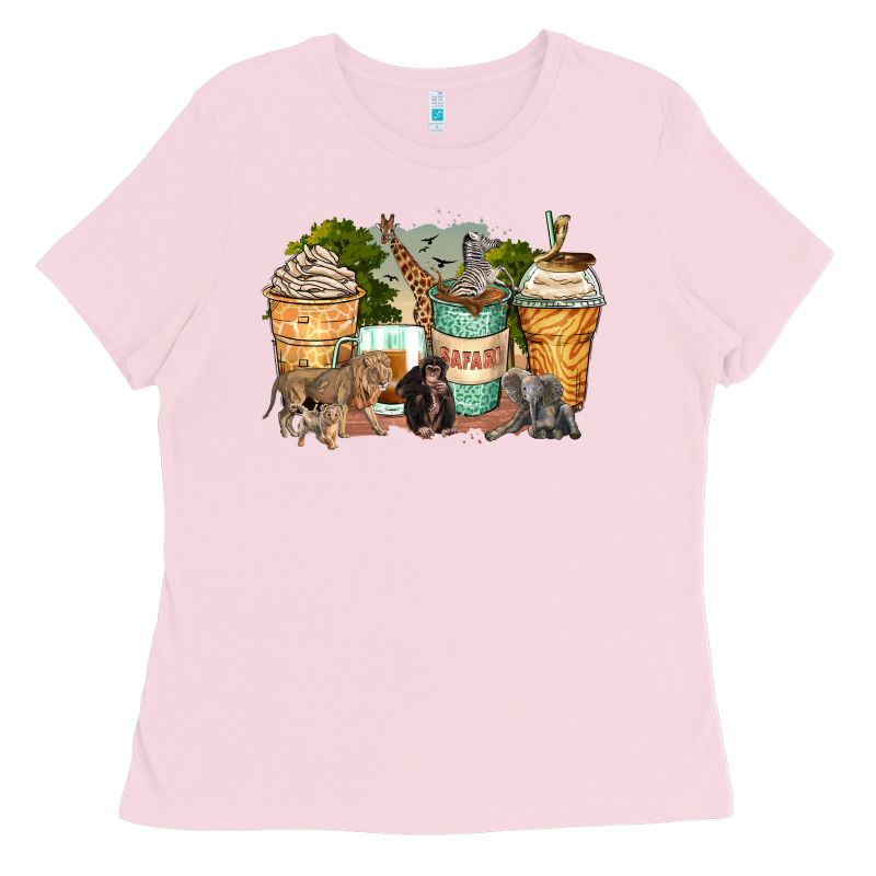 Safari Animals Coffee Cups Ladies Tee by Zillion Design Studio | Teevron