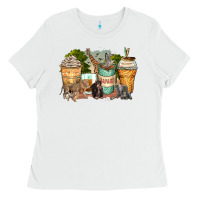 White safari animals coffee cups Ladies Tee - Zillion Design Studio