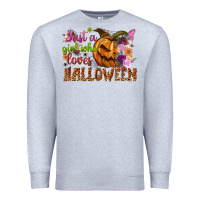 Heather Grey Just a girl who loves Halloween Premium Sweatshirt - NancyCooperArtShop