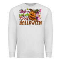 Oatmeal Heather Just a girl who loves Halloween Premium Sweatshirt - NancyCooperArtShop
