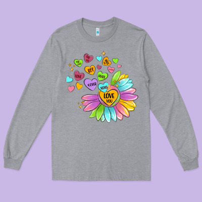 Sunflower Love Hugs Long Sleeve Tee Designed By Maliassmallbusiness