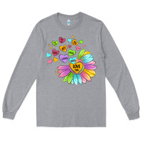 Heather Grey sunflower love hugs Long Sleeve Tee - MaliasSmallBusiness