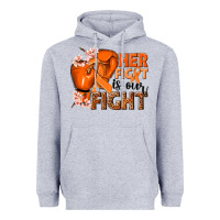 Heather Grey Her fight is our fight Kidney Cancer orange ribbon Heavyweight Hoodie - NancyCooperArtShop