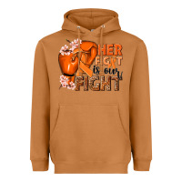 Meerkat Her fight is our fight Kidney Cancer orange ribbon Heavyweight Hoodie - NancyCooperArtShop