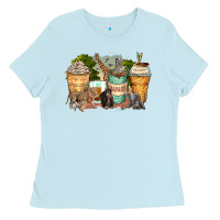 Baby Blue safari animals coffee cups Ladies Tee - Zillion Design Studio