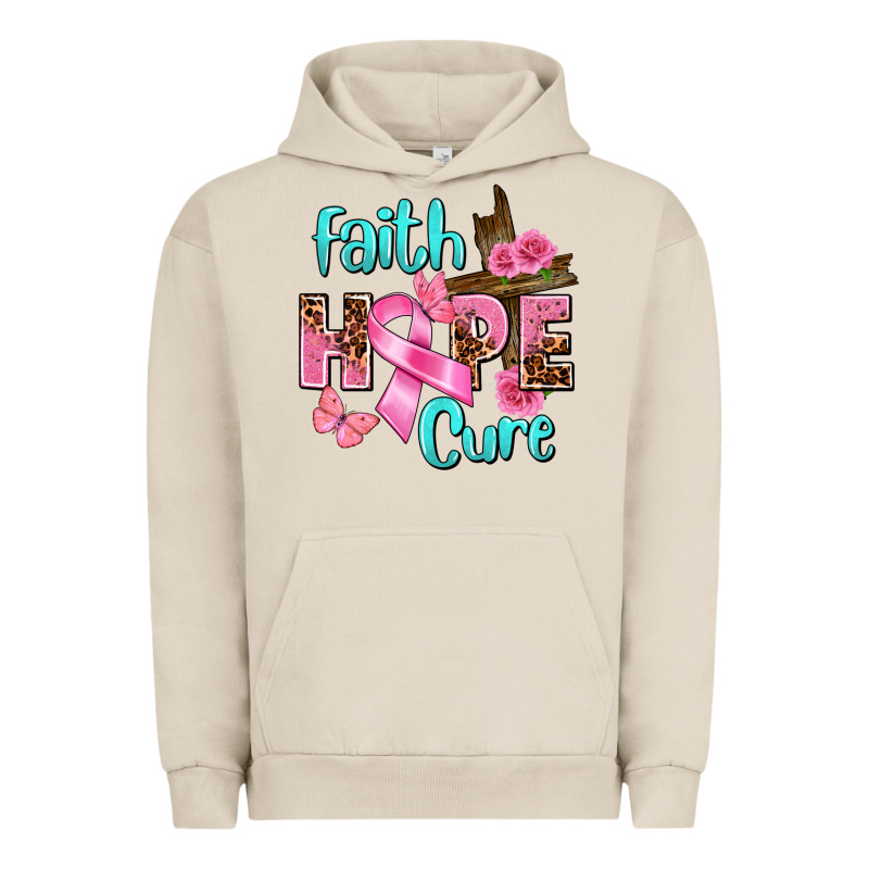 Faith Hope Cure Breast Cancer Urban Hoodie by FaDigitalArtStudio | Teevron