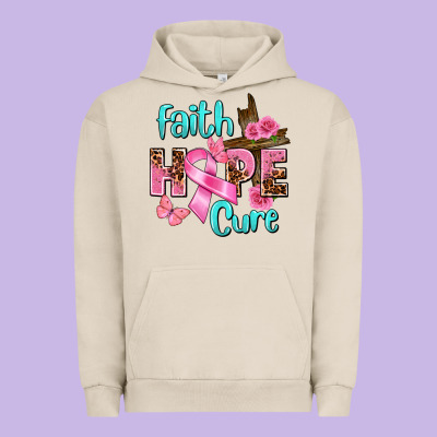Faith Hope Cure Breast Cancer Urban Hoodie Designed By Fadigitalartstudio