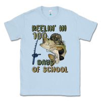 Dusty Blue reelin' in 100 days of school Classic Tee - MaliasSmallBusiness