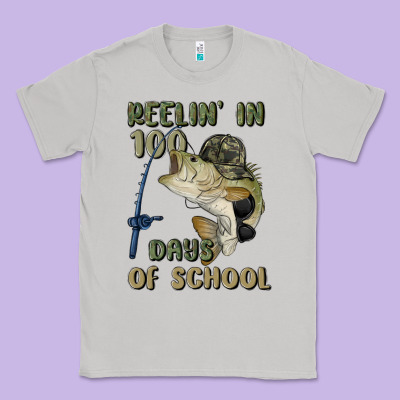 Reelin' In 100 Days Of School Classic Tee Designed By Maliassmallbusiness