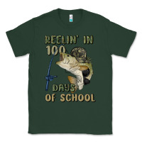Sports Green reelin' in 100 days of school Classic Tee - MaliasSmallBusiness