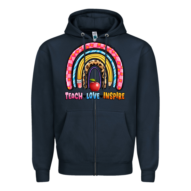 Teach Love Inspire Rainbow Zipper Hoodie by Artiststas | Teevron