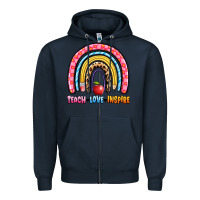 Navy teach love inspire rainbow Zipper Hoodie - Artiststas