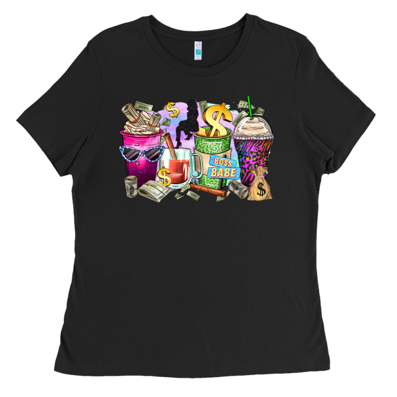 Boss Babe Coffee Cups Ladies Tee by Zillion Design Studio | Teevron