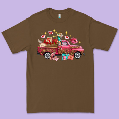 Valentine's Day Truck Photography Love Side View Premium Tee Designed By Fadigitalartstudio