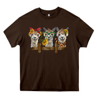 Chocolate Brown 3 alpacas Heavy Core Tee - BarkalooDesign